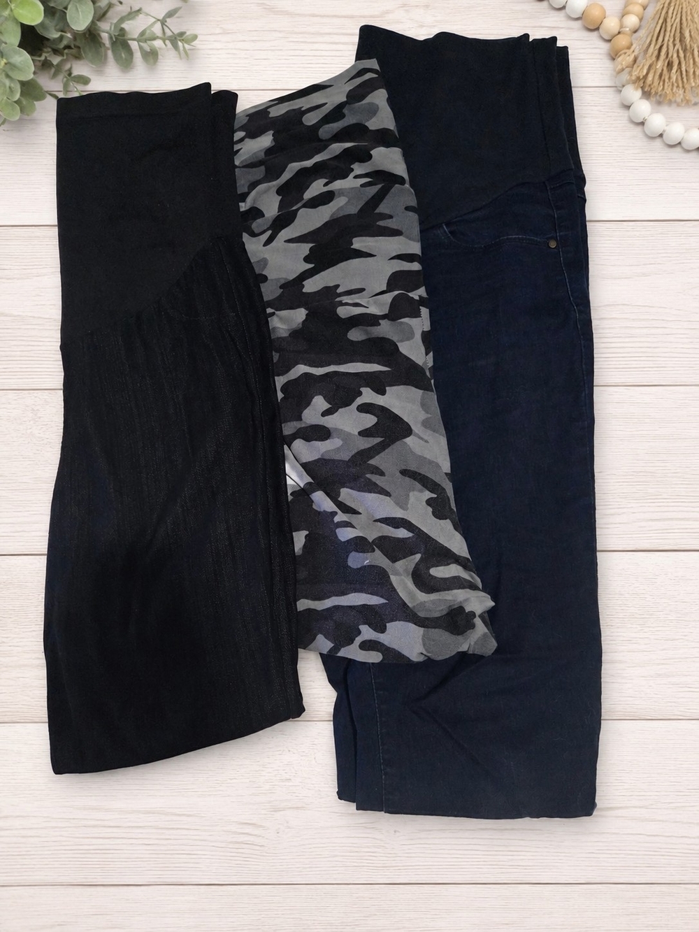 Women’s Black & Gray Camo Maternity/Stretch Jeans Trio
